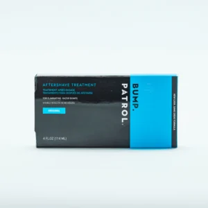 Bump Patrol aftershave treatment box, black and blue