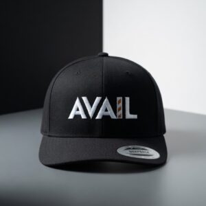 Black baseball cap with AVAIL logo